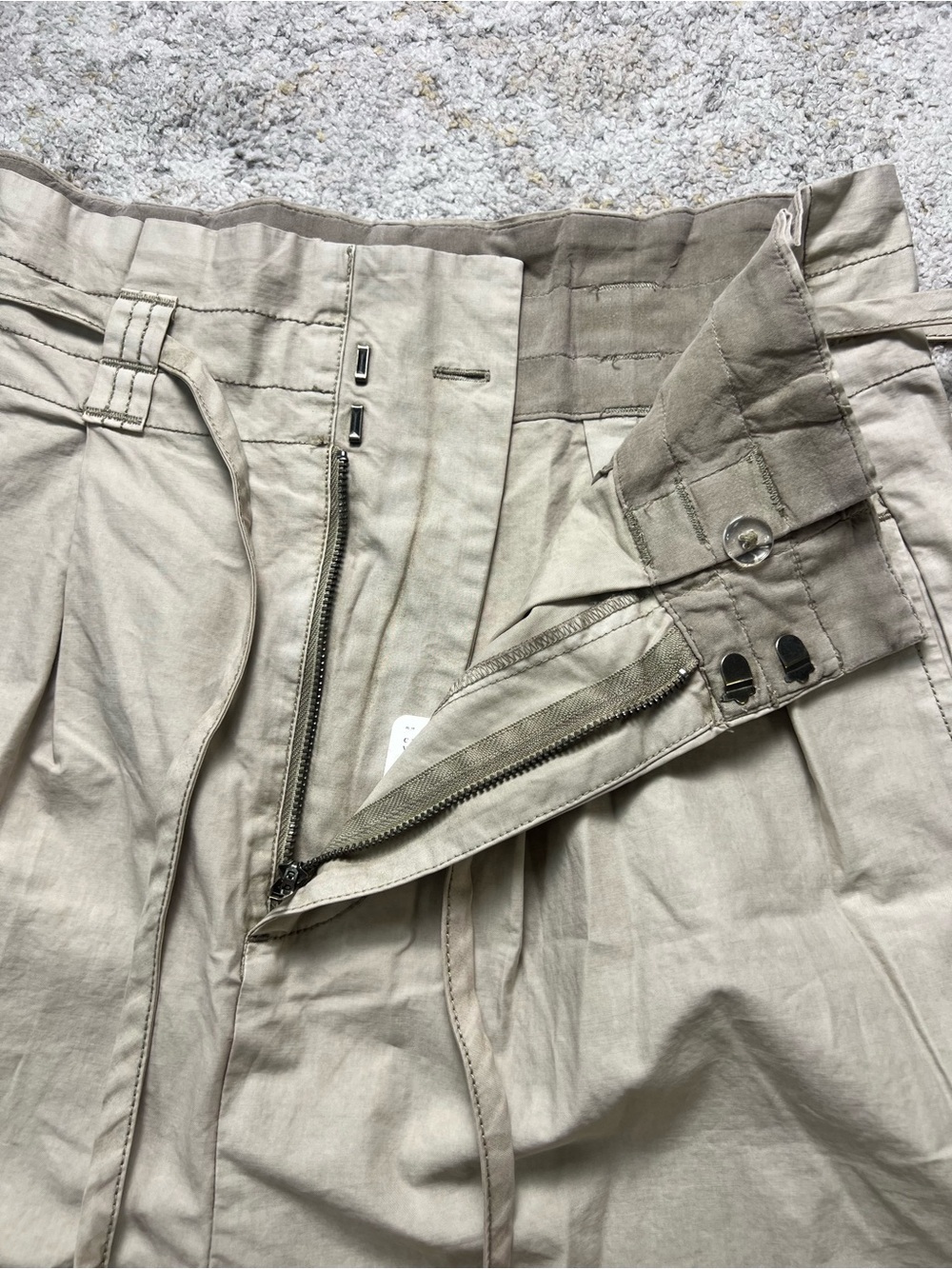 NWT Free People High Rise Paperbag Wide Leg Utility Pants Cotton Size 8 - Picture 5 of 10